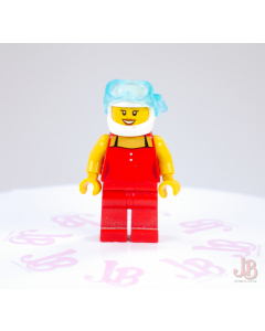 Lego minifigure game010 Red Female, Red Legs, Helmet, Scuba Mask