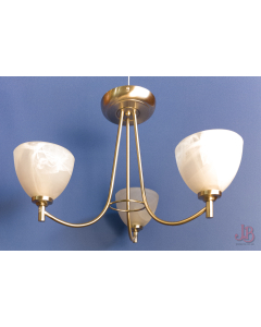 Hamburg 3 Arm Antique Chrome Art Deco Ceiling Light LED - White Alabaster Glass