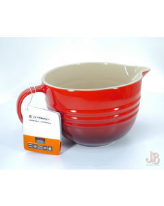 New Le Creuset Cherry Red 2L Mixing Bowl with spout and handle Cerise