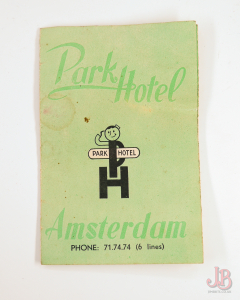 Vintage 1940's / 50's Card Hotel Key Wallet - Park-Hotel - Amsterdam - BOKMA Gin