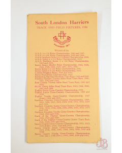 Vintage Track and Field Fixtures card - South London Harriers - 1956 - Athletics