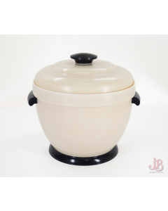 Vintage MCM Thermos 931 ice bucket / bowl - bakelite black cream art deco style