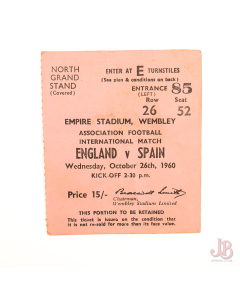 England v Sweden ticket stub Wembley October 28th 1959 South Stand Blue