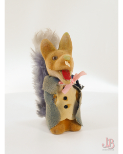 Vintage 1970's Basil Brush flocked figurine toy - very faded - Made in Hong Kong