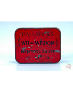 rare vintage little snuff tin - GALLAHERS WIT and WISDOM MENTHOL SNUFF 9D
