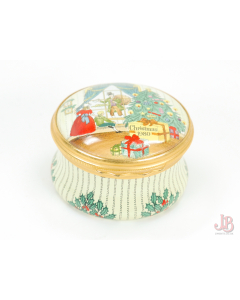 Bilston & Battersea Halcyon Days Enamel Trinket Box - Christmas 1980 - round

