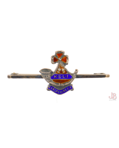 WWI Silver enamel sweetheart bar brooch - Kings Shropshire Light Infantry KSLI

