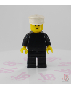 Lego minifigure pln106 Plain Black Torso with Black Arms, Black Legs, White Hat