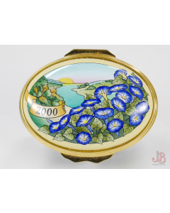 Halcyon Days Oval enamel Trinket box 2000 MM The year to remember Morning Glory