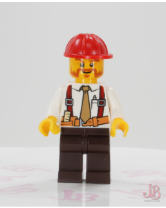 Lego minifigure cty0529 Construction Foreman - Shirt Tie Suspenders Town / City