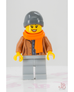 Lego minifigure cty1085 Customer - Female, Medium Nougat Jacket Town / City