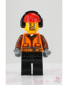 Lego minifigure cty0799 Cargo Center Worker - Male, Orange Safety Vest