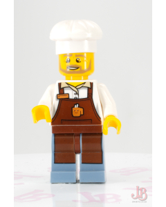 Lego minifigure cty1268 Baker  Male Apron Cup Name Tag Sand Blue Legs Chef Toque