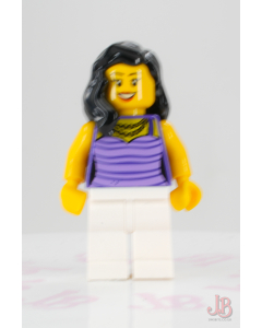 Lego minifigure twn234 Mom - Dark Purple and Lavender Striped Top