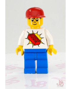 Lego minifigure trn067 Railway Brickster with Red Brick on Chest