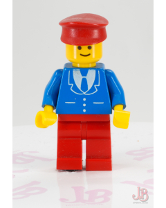 Lego minifigure trn098 Suit with 3 Buttons Blue - Red Legs, Red Hat