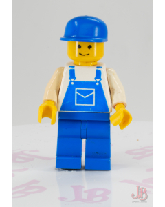 Lego minifigure trn026 Overalls Blue Pocket, Blue Cap - Town / Classic Town