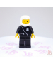 Lego minifigure cop003 Police - Zipper Badge, Black Legs, White Classic Helmet