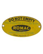 An old vintage ROMAC anti freezing Car plaque / badge