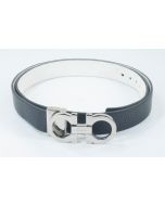 Ferragamo Reversible and adjustable Gancini Leather belt Black / White