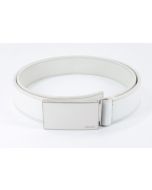 Prada white leather belt with white enamel buckle 