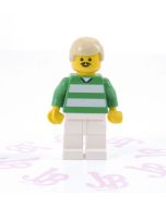 Lego minifigure soc028 Soccer Player - Green White Team with Number 9 on Back
