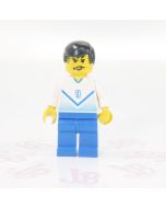 Lego minifigure soc083 Soccer Player White & Blue Team with shirt  #9