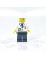 Lego minifigure spp011 Space Port Scientist White Construction Helmet Black Legs