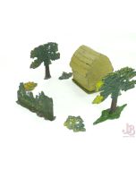 Britains Lead Trees bushes square hay stack farm model figures