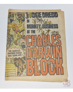 A rare 1980 copy of JUDGE DREDD in MONKEY BUSINESS AT THE CHARLES DARWIN BLOCK