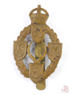 vintage British WWII Royal Electrical Engineers Slider Cap Badge - J.R. Gaunt