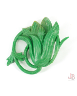 Vintage 1950's MCM Green Plastic Art nouveau styled botanical flower Brooch