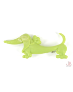 Vintage 1950's MCM Green Plastic kitsch Dachshund sausage dog Brooch

