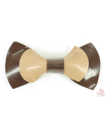 Vintage 1950's MCM Plastic 2 tone Bow  Brooch - cream and brown