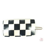 Vintage 1950's MCM Plastic black and white checked hair grip / barrette
