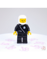 Lego minifigure cop003 Police - Zipper Badge, Black Legs, White Classic Helmet