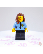 Lego minifigure game013 Police - Female Officer, Black Legs, Reddish Brown Hair