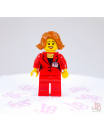 Lego minifigure game011 Press Woman / Reporter - Red Legs, Dark Orange Hair