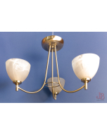 Hamburg 3 Arm Antique Chrome Art Deco Ceiling Light LED - White Alabaster Glass