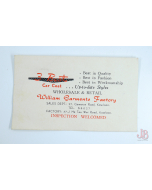 Vintage 1950's William Garments Factory business card. Kowloon - Hong Kong