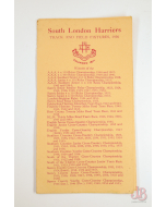 Vintage Track and Field Fixtures card - South London Harriers - 1956 - Athletics