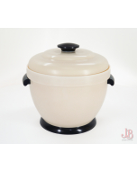 Vintage MCM Thermos 931 ice bucket / bowl - bakelite black cream art deco style