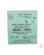 England v Sweden ticket stub Wembley October 28th 1959 South Stand Blue