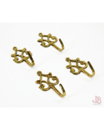 4 x brass vintage SMEDBO small hooks - foliate Fleur-de-lis key / cup / towel