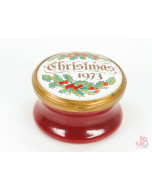 Bilston & Battersea Halcyon Days Enamel Trinket Box - Christmas 1973 - round