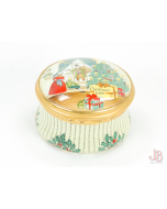 Bilston & Battersea Halcyon Days Enamel Trinket Box - Christmas 1980 - round

