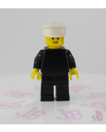 Lego minifigure pln106 Plain Black Torso with Black Arms, Black Legs, White Hat