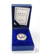 Halcyon Days Enamel Screw top pill box - Teddy Bear - Lay me down to sleep