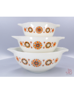 Set 3 JAJ Pyrex Cinderella mixing bowl - Toledo Milk White Glass Pyrex 1960s MCM