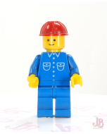 Lego minifigure but011 Shirt 6 Buttons - Blue Legs, Red Construction Helmet